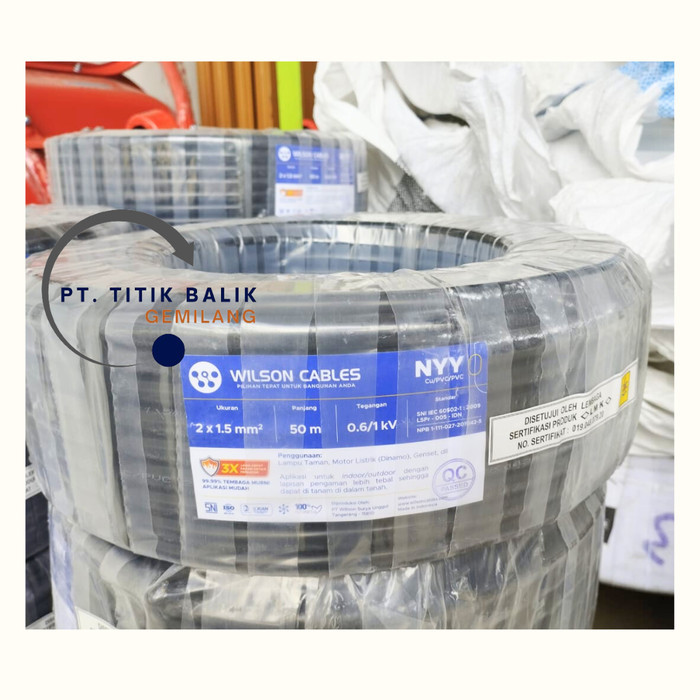 BERMUTU NYY 2x1.5 mm2 WILSON CABLES - Kabel Tembaga Kawat WILSON KABEL - 5M