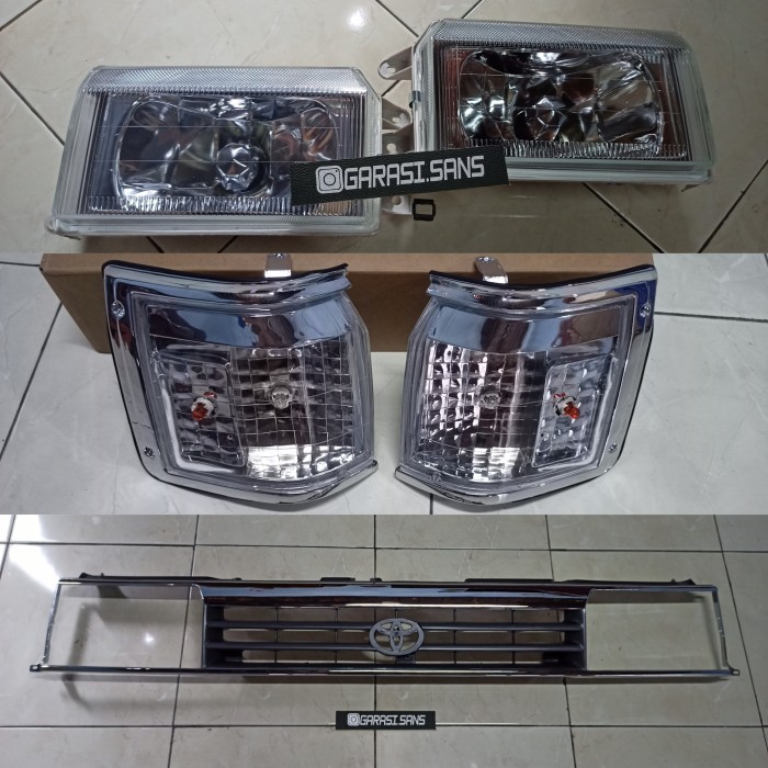 Paket Headlamp Sen Grill Kijang Grand Rover Super Black Smoke Cristal