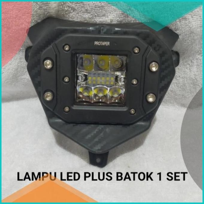 Reflektor fiber led - lampu depan led + cover carbon - crf 150L klx 11