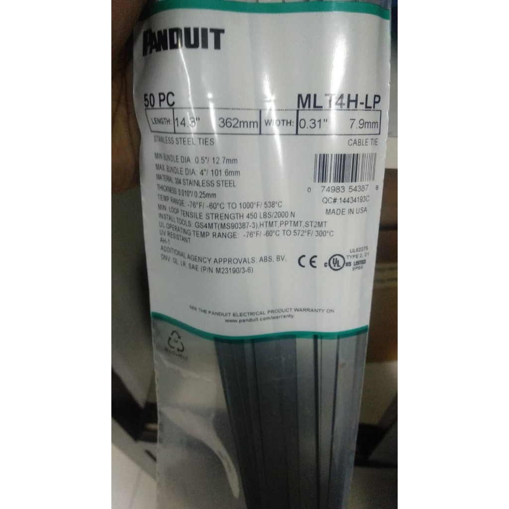 

BEBAS ONGKIR - stainless ties MLT4H-LP panduit / cable ties panduit stainles 362mm