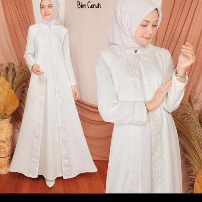 GAMIS PUTIH WANITA BAHAN SIFON GAMIS PUTIH ABAYA