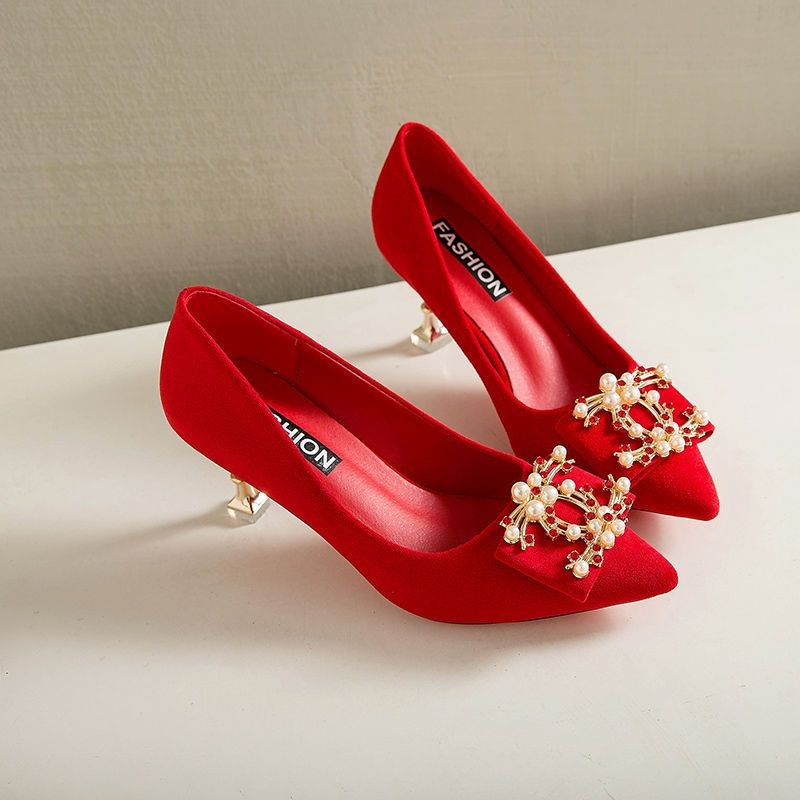 Sepatu Wanita Tipis Hak Tinggi Wanita Sepatu Pernikahan Korea Sepatu