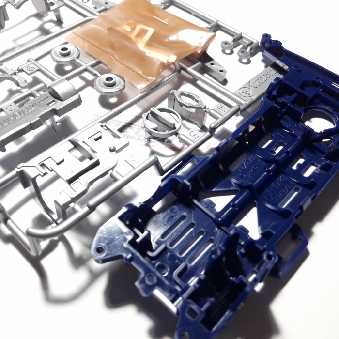 chassis superII super II super 2 set dark blue, silver tamiya