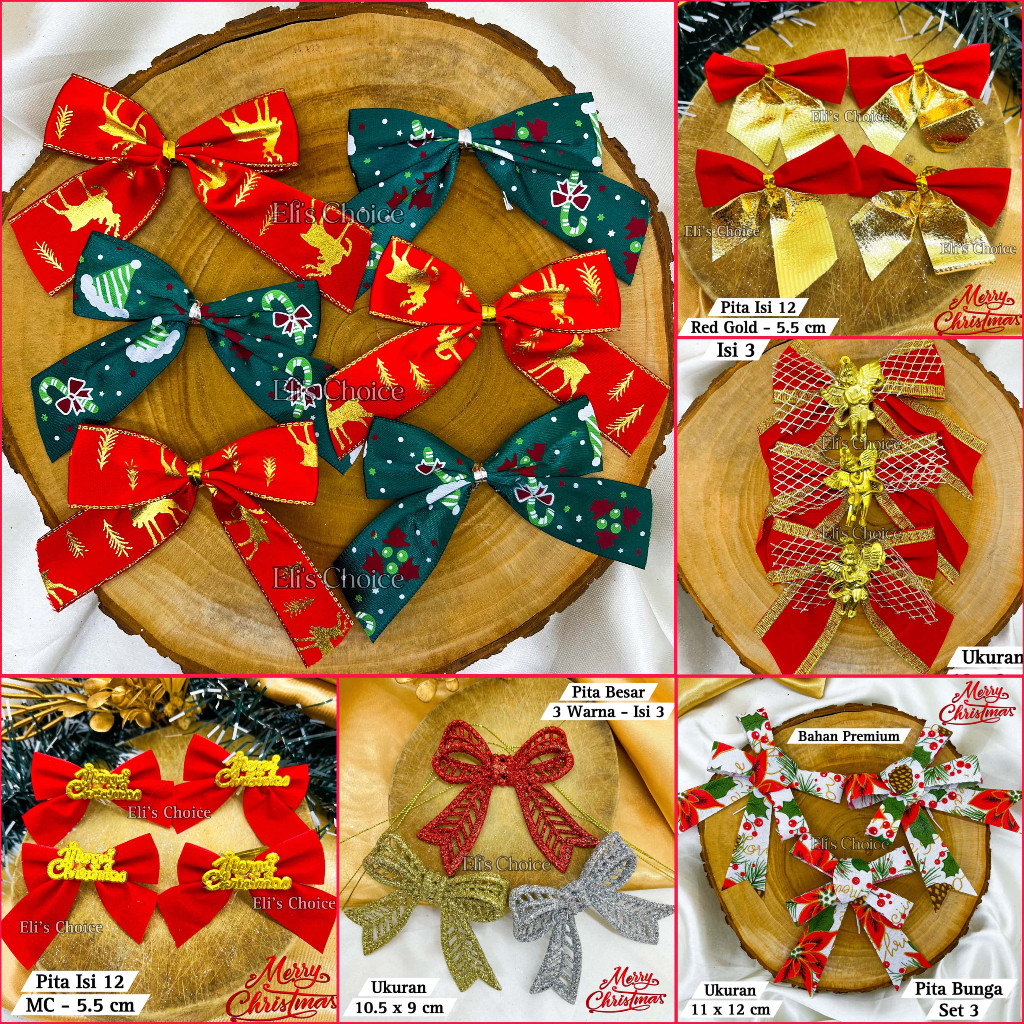 

12.12 PITA NATAL MERRY CHRISTMAS RIBBON DEKORASI POHON NATAL PITA MERAH GOLD SILVER PITA NATAL SIAP