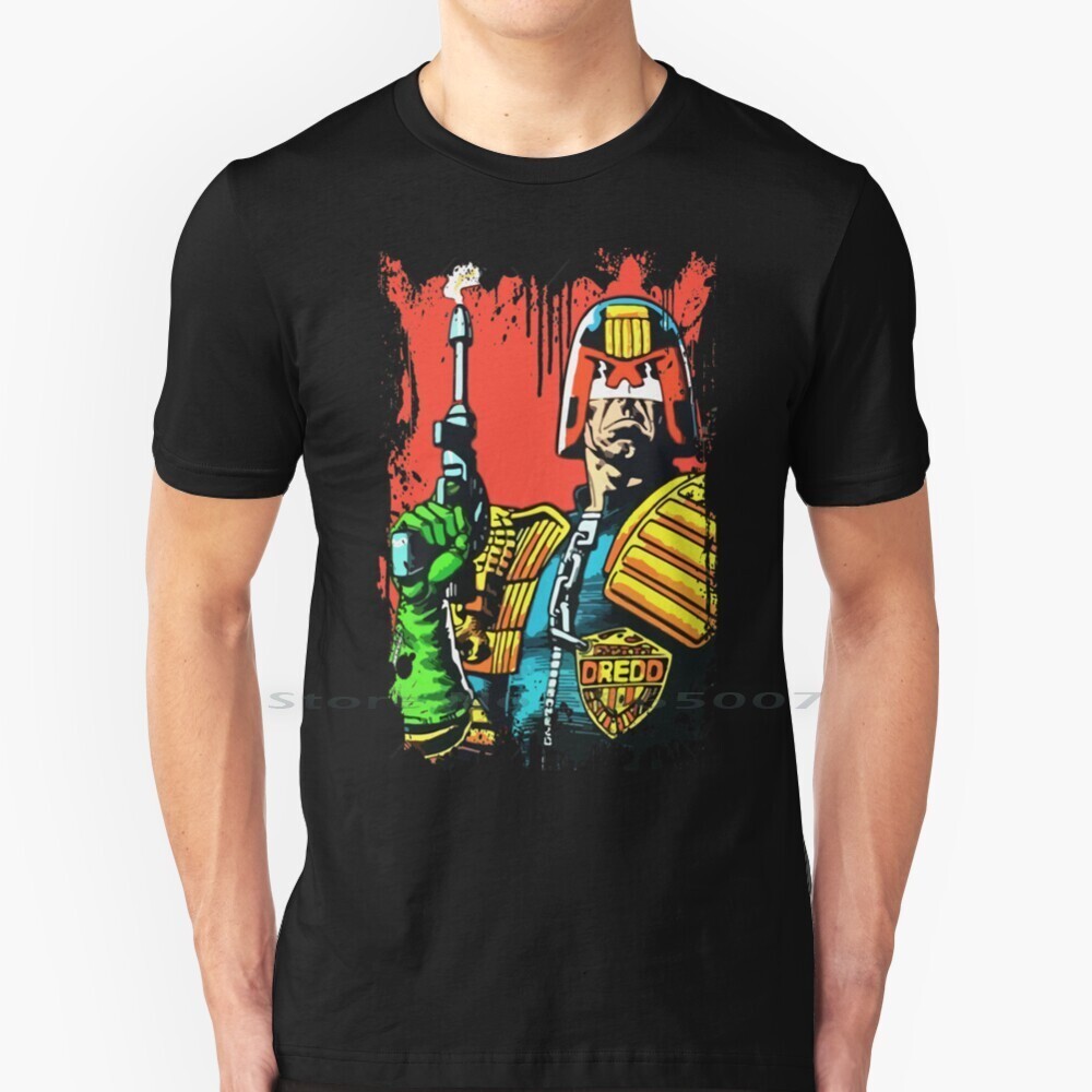 Kaos Sampul Buku Komik Judge Dredd 100% Katun Iklan Komik Saya Hukum Mega City One Scifi Komik Inggr