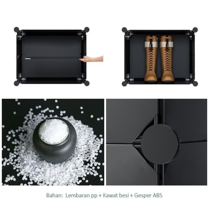 Shenar, Rak Sepatu 4 Susun Plastik / Rak 2 Kolom 4 Tingkat Serbaguna