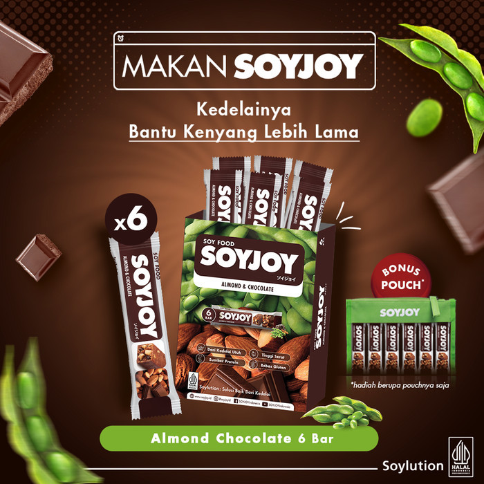 

GRATIS ONGKIR SOYJOY Snack Bar Kedelai Almond Chocolate Box isi 6 Bar