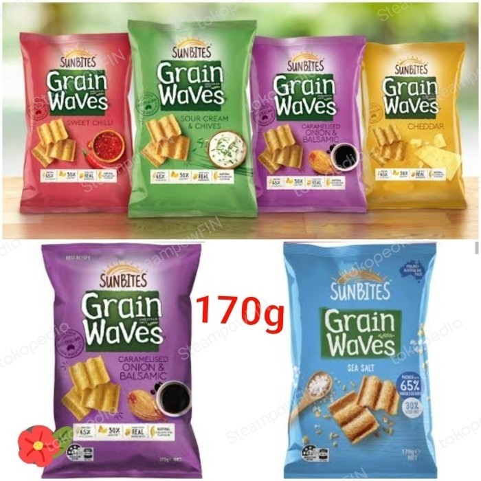

EKSLUSIF Sunbites Grain Waves Sour Cream & Chives Chips Snack Import
