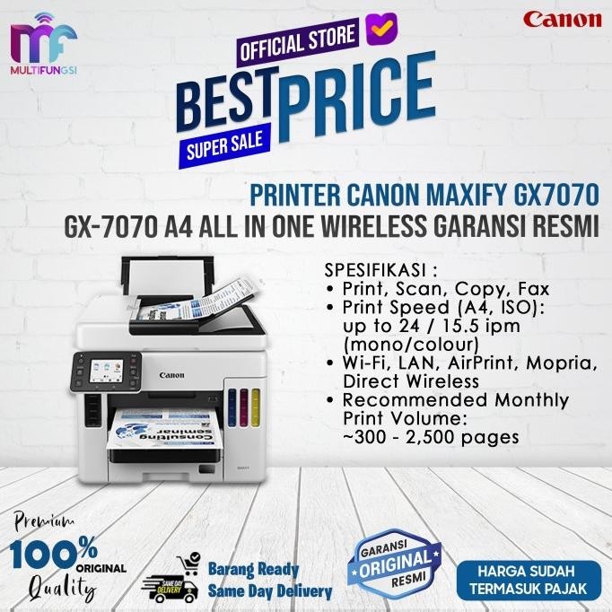 

Printer Canon Maxify GX7070 / GX-7070 A4 All In One Wireless Garansi Resmi