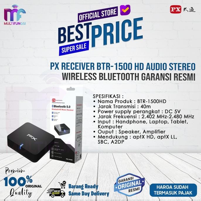 

PX Receiver BTR-1500 HD Audio Stereo Wireless Bluetooth Garansi Resmi