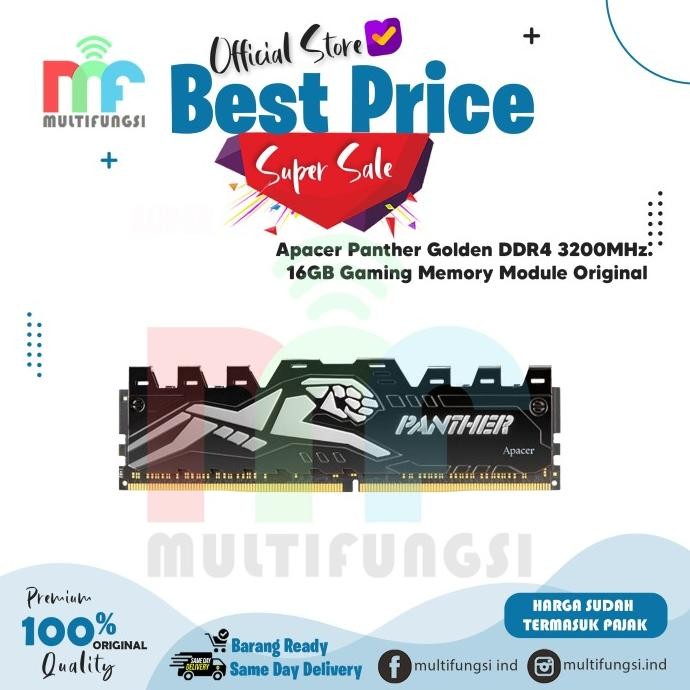 

Apacer Panther Golden DDR4 3200MHz 16GB Gaming Memory Module Original
