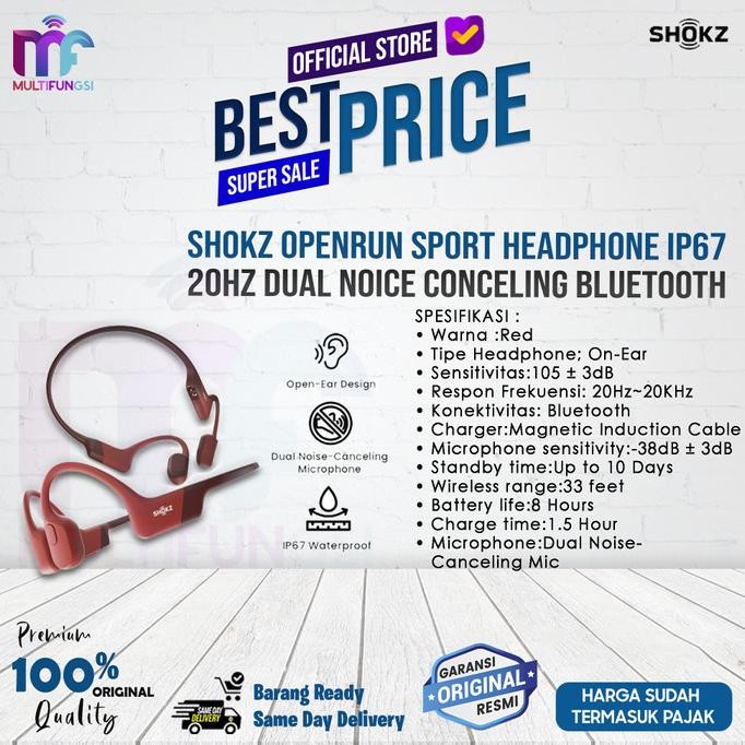 

Shokz OpenRun Sport Headphone IP67 20Hz Dual Noice Conceling Bluetooth