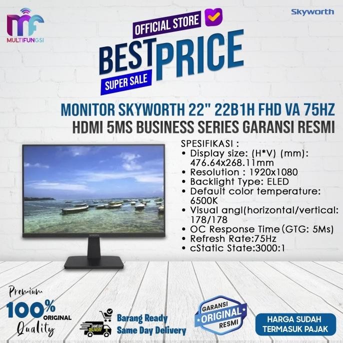 

Monitor Skyworth 22" 22B1H FHD VA 75Hz HDMI 5Ms Business Series Garansi Resmi