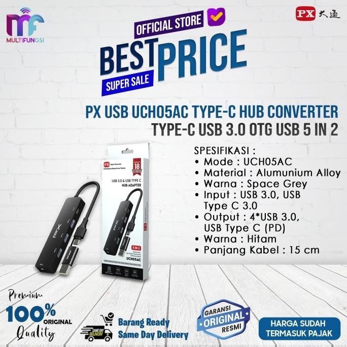

PX USB UCH05AC Type-C Hub Converter Type-C USB 3.0 OTG USB 5 in 2
