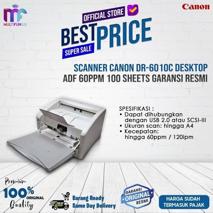 

Scanner Canon DR-6010C / DR6010C Desktop ADF 60ppm 100 Sheets Garansi Resmi