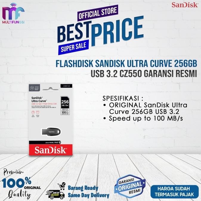 

Flashdisk Sandisk Ultra Curve 256GB USB 3.2 CZ550 Garansi Resmi