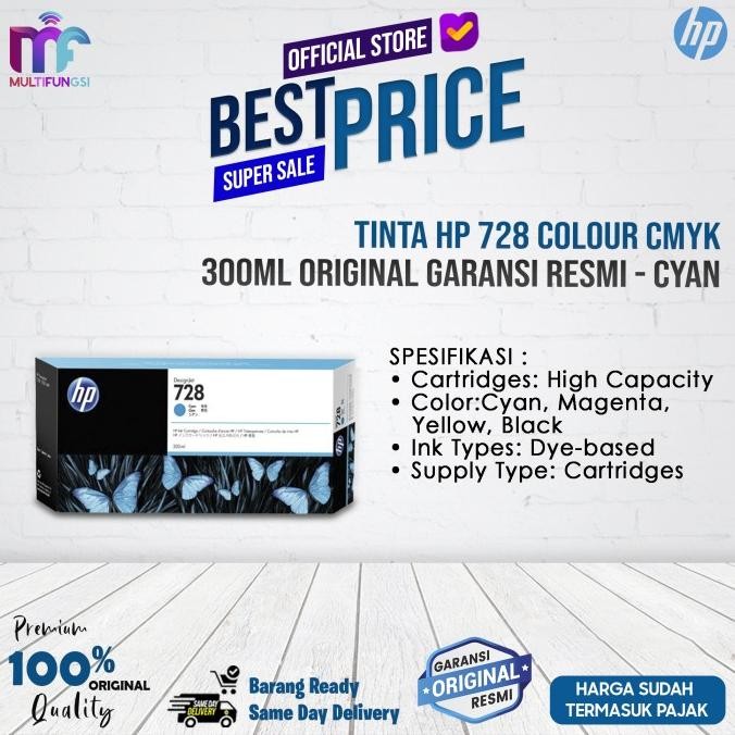 

Tinta Hp 728 Colour Cyan/Magenta/Yellow 300Ml Original Garansi Resmi