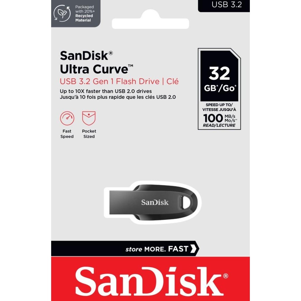 

Sandisk Ultra Curve USB 3.2 Flash Disk CZ550 32GB - Garansi Resmi