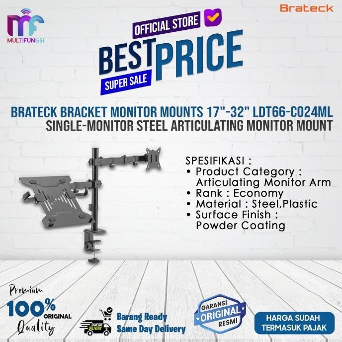 

Brateck Bracket Monitor Mounts 17"-32" LDT66-C024ML Dual-Monitor Steel Articulating Monitor Mount
