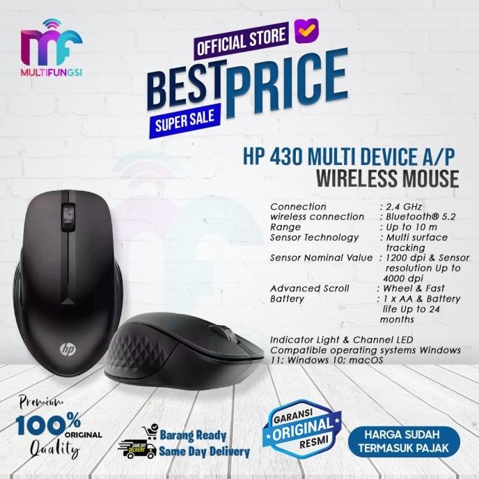 

HP 430 Multi Device A/P Wireless Mouse 2.4 Ghz - Original Bergaransi