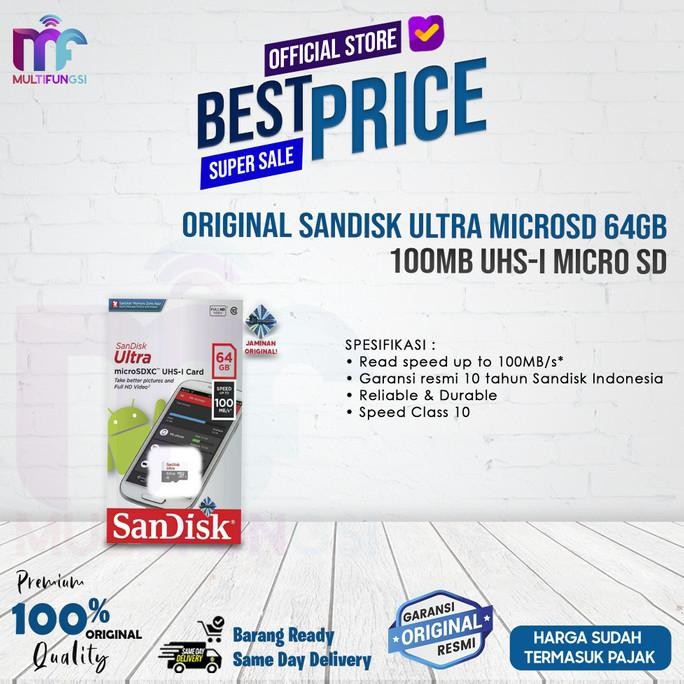 

ORIGINAL SANDISK ULTRA MICROSD 64GB 100MB UHS-I MICRO SD
