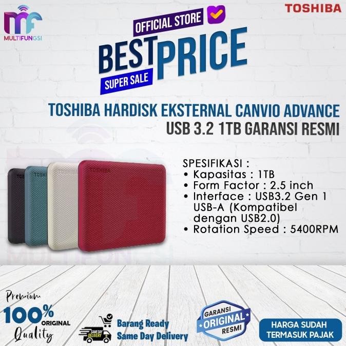 

Toshiba Hardisk Eksternal Canvio Advance USB 3.2 1TB Garansi Resmi