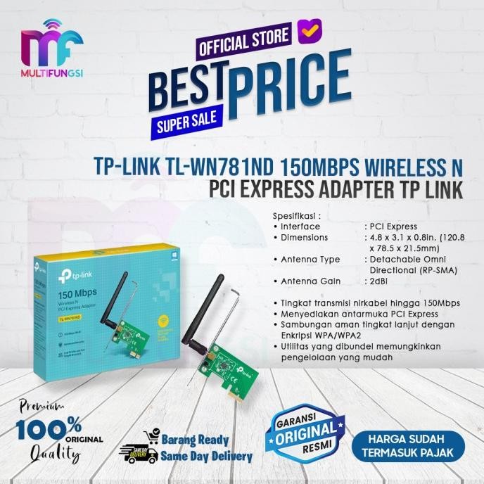 

TP-Link TL-WN781ND 150Mbps Wireless N PCI Express Adapter TP LINK