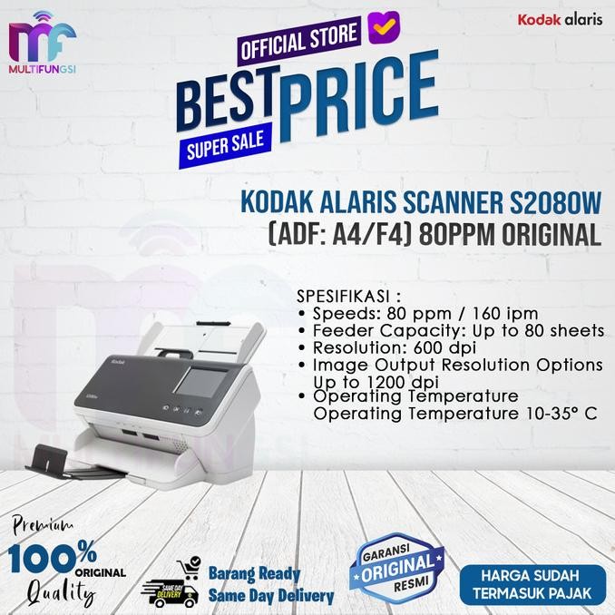 

Kodak Alaris Scanner S2080W (ADF: A4/F4) - 80ppm