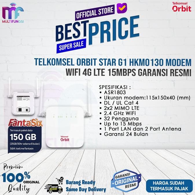 

Telkomsel Orbit Star G1 HKM0130 Modem Wifi 4G LTE 15mbps Garansi Resmi