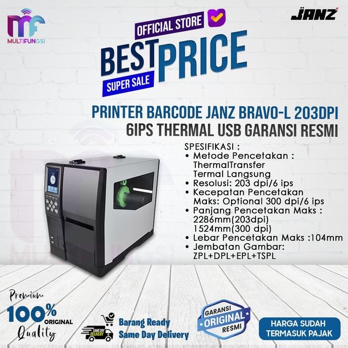 

Printer Barcode Janz Bravo-L 203dpi/6ips Thermal USB Garansi Resmi