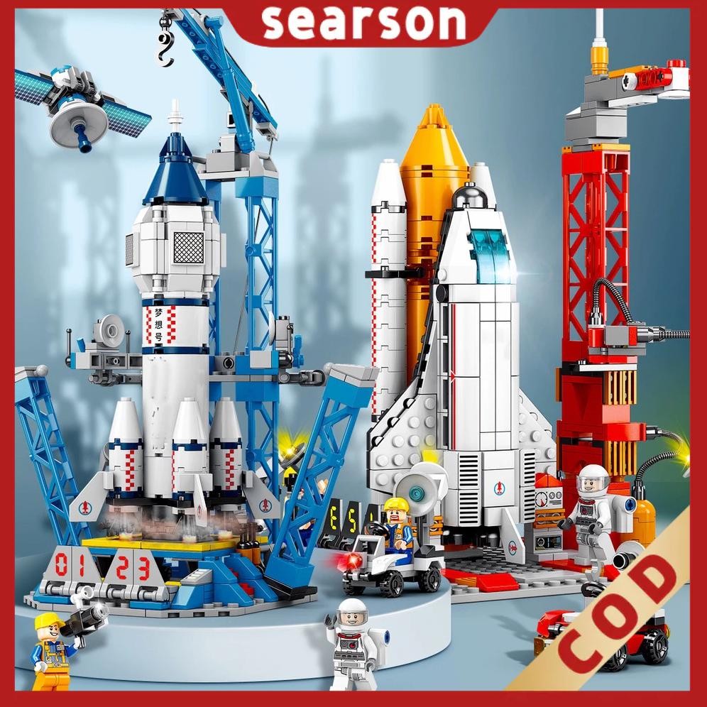 Zg - 1000pcs Block Brick Rocket Kotak Pesawat Ulang-alik Peluncuran Roket 3D Puzzle Mainan Balok Sus