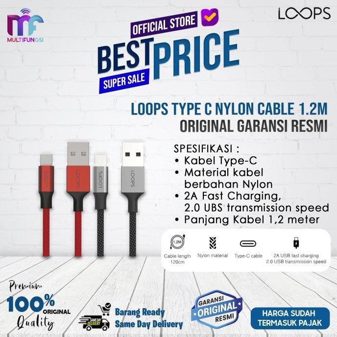 

Loops Type C Nylon Cable 1.2M - ORIGINAL GARANSI RESMI