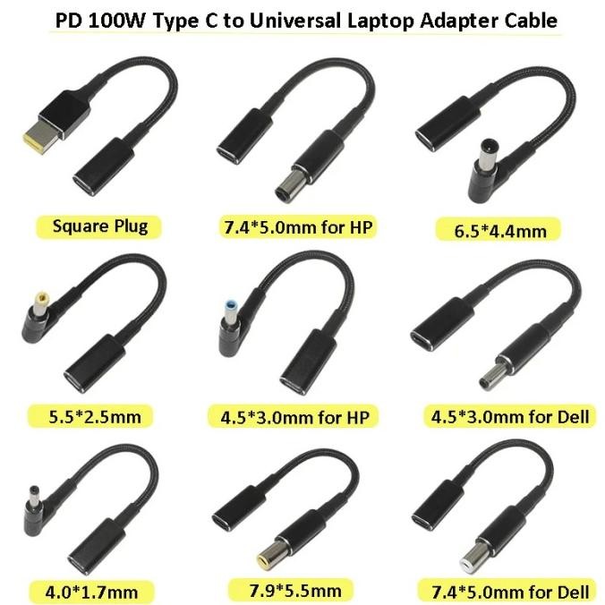 

Produk Baru!! 100W USB Type C to DC Male Plug Converter Kabel USB C Female to Universal Laptop Adapter Connector Jack PD Fast Charging Cable Cord
