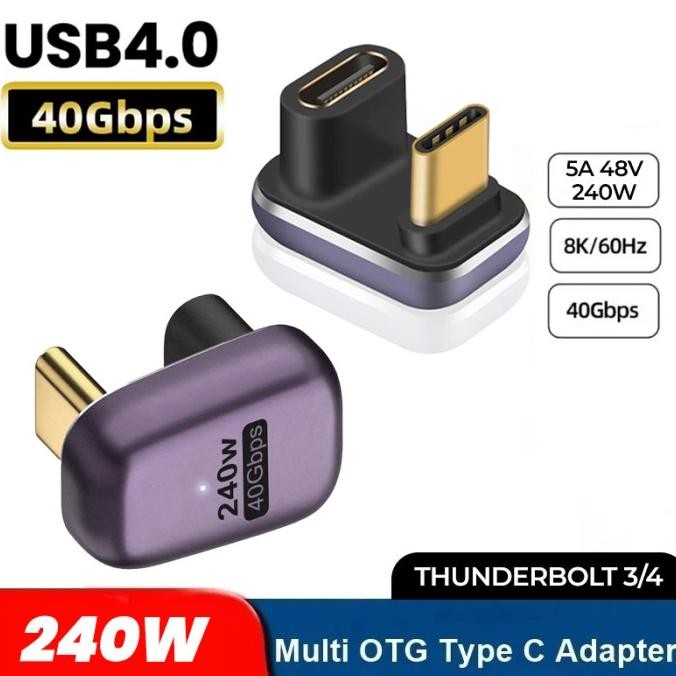 

Produk Baru!! 240W 180 Degree USB4.0 Adapter Converter Type C Female to Male 40Gbps