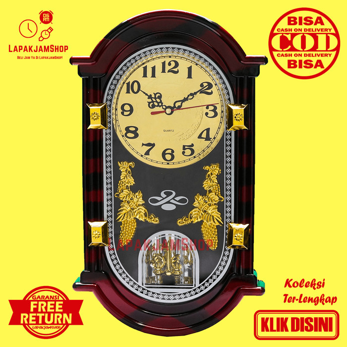 Jam Dinding Bunyi Minimalis Unik Nikko NK-142 Maroon