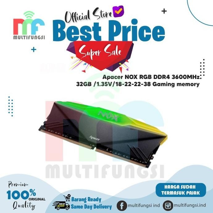 

Apacer NOX RGB DDR4 3600MHz 32GB /1.35V/18-22-22-38 Gaming memory