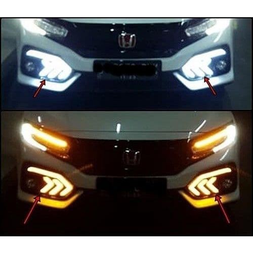 Cover Fog Lamp Drl Sequential Honda Civic Turbo Hatchback Lampu Led Foglamp Civic