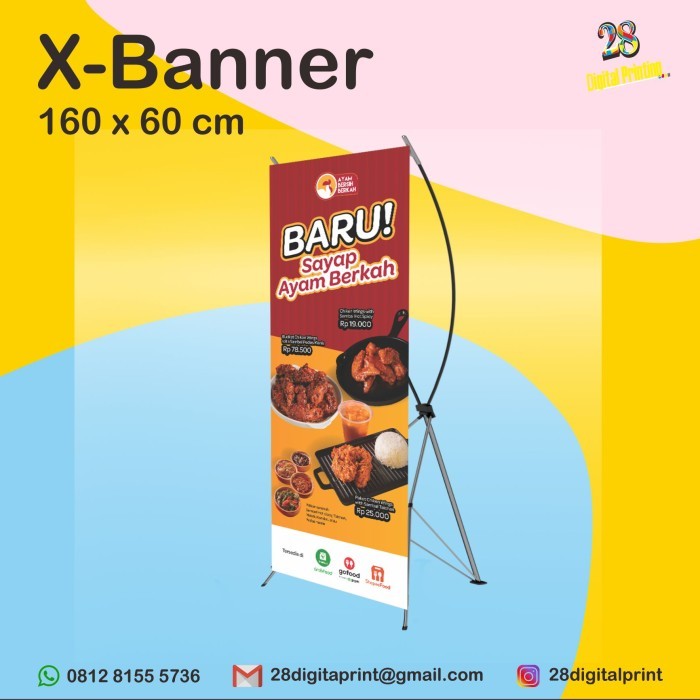 PAKET X BANNER + TIANG, X BANNER WISUDA, XBANNER ULANG TAHUN,WEDDING