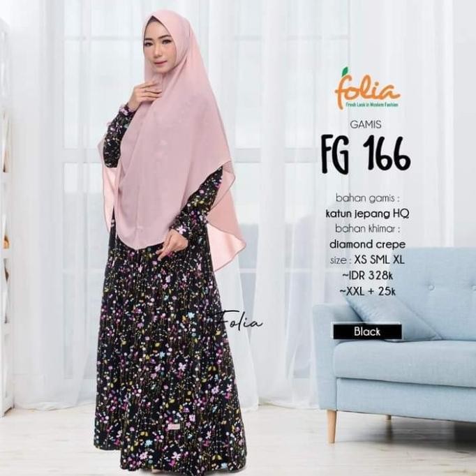 Desain Elegan  Gamis set jilbab folia FG 166 katun Jepang Berkualitas