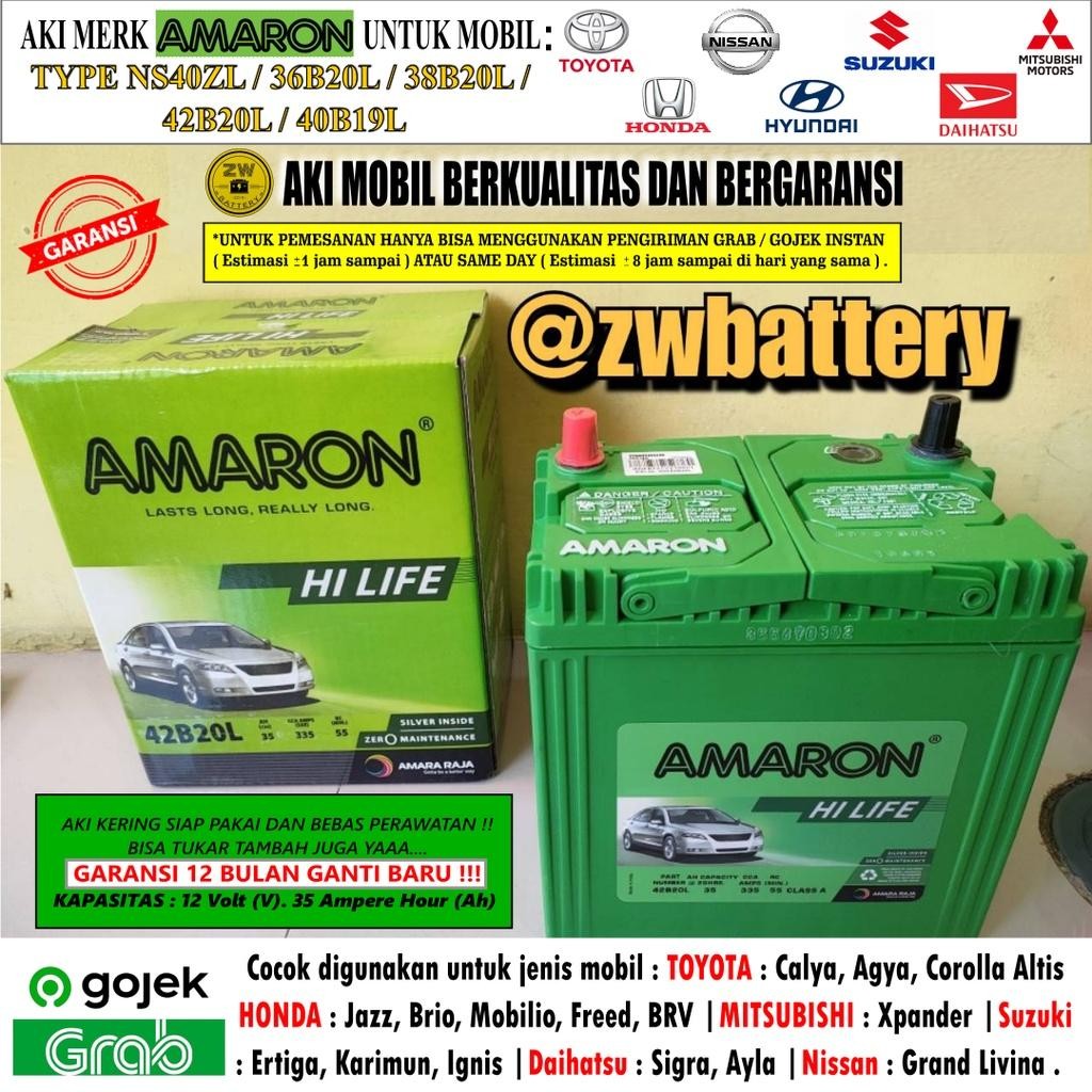 Aki Mobil Agya, Sigra, Mobilio, Ayla, Cayla Ns40Zl Amaron Hilife Original