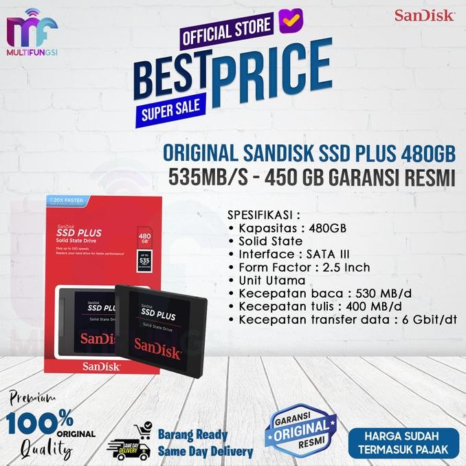 

Sandisk SSD Plus Solid State Drive 480GB up to 535Mbs Original