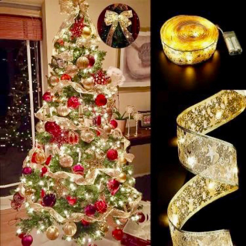 Pita Lampu LED Dekorasi Pohon Natal Pita Kawat Lampu Hiasan Natal