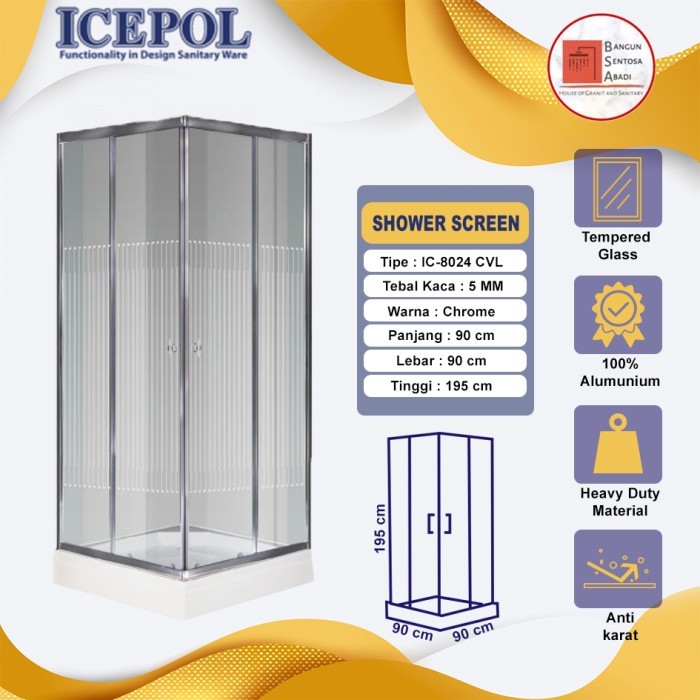 SHOWER BOX KOTAK / SHOWER SCREEN KACA + SHOWER TRAY