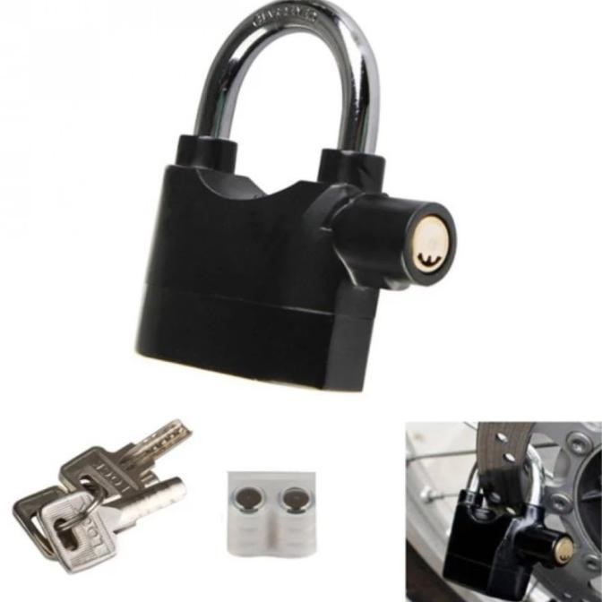 Diskon Gembok Cakram Alarm Padlock Sensor Getar 110 db