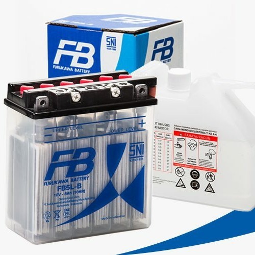 aki accu FB furukawa motor FB5L-BS basah