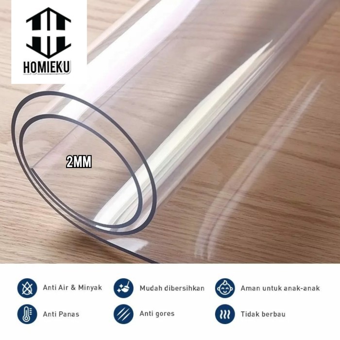 Taplak Meja Mika Bening Transparan 2 mm Waterproof