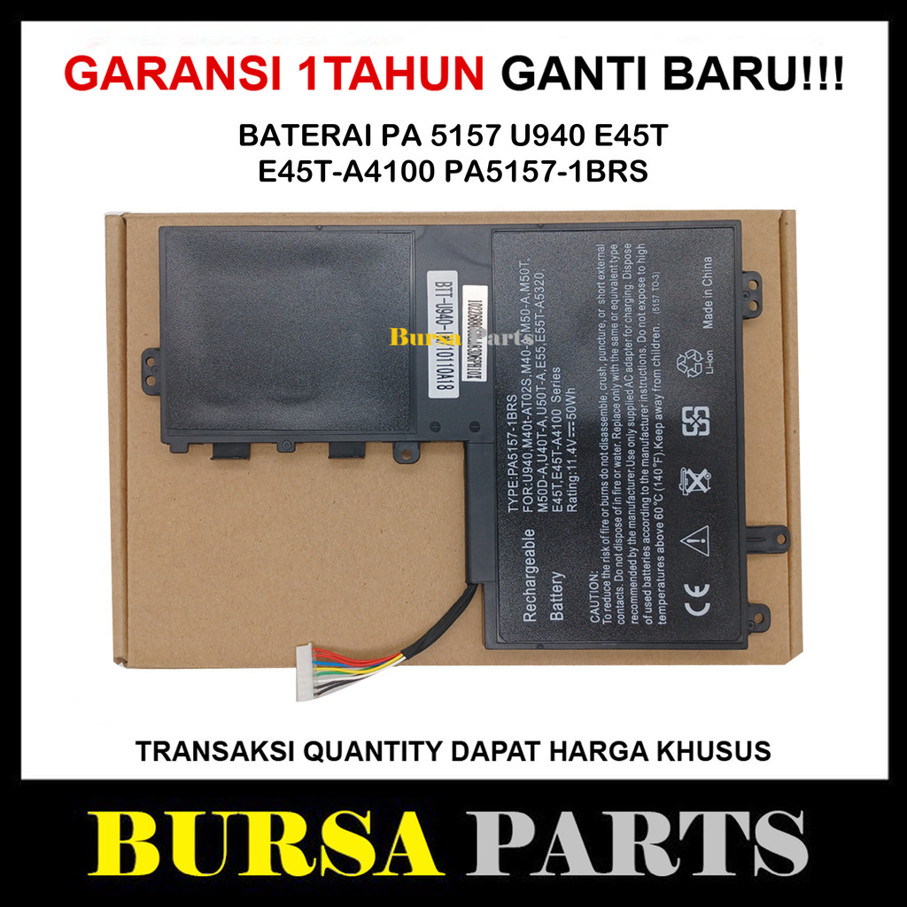 Baterai Toshiba PA 5157 u940 e45t e45t-a4100 PA5157-1BRS