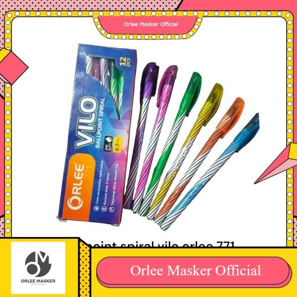 

PULPEN ULIR ORLEE VILO GARANSI 2 TAHUN 1 LUSIN (12) 0,7MM TINTA / bolpoin spiral lilin orlee