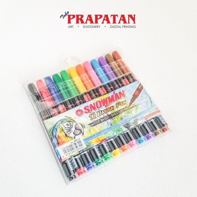 

BARU SNOWMAN BRUSH PEN 12 WARNA / PENA KUAS