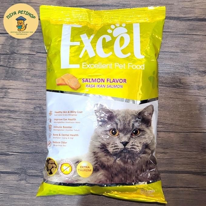 siap kirim - makanan kucing excel salmon 1 kg cat food- dry food